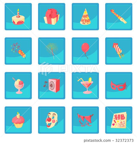 Happy birthday icon blue app 32372373