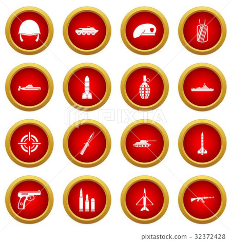 Military icon red circle set 32372428