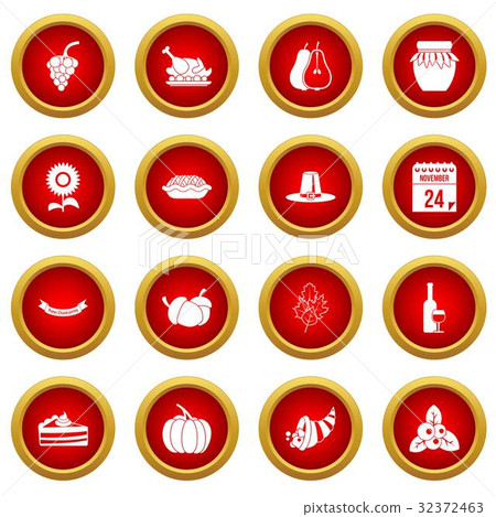 Thanksgiving icon red circle set Thanksgiving icon red circle set 32372463