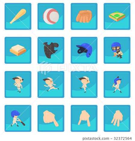 Baseball items icon blue app 32372564