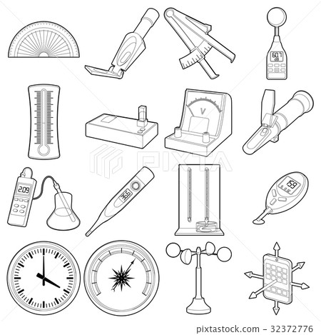 Measure tools icons set, outline style Measure tools icons set, outline style 32372776