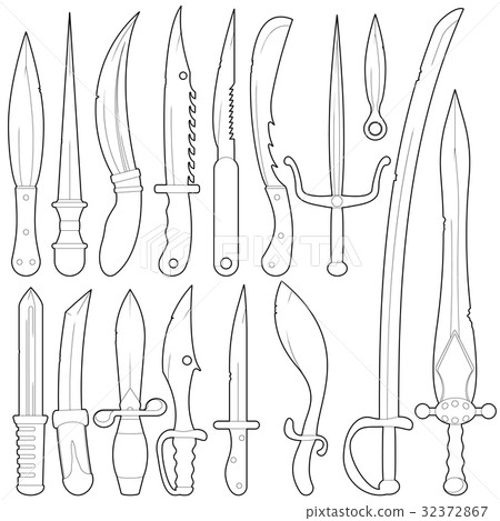 Steel arms icons set, outline style Steel arms icons set, outline style 32372867