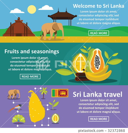 Sri Lanka travel banner horizontal set, flat style Sri Lanka travel banner horizontal set, flat style 32372868