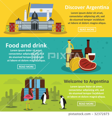 Argentina travel banner horizontal set, flat style Argentina travel banner horizontal set, flat style 32372873
