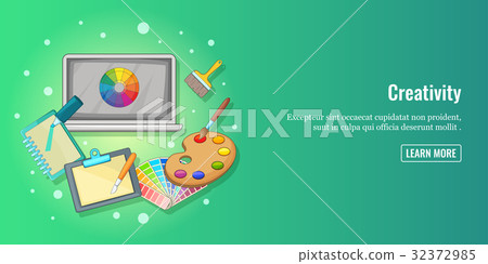 Creativity banner horizontal man, cartoon style - Stock Illustration ...
