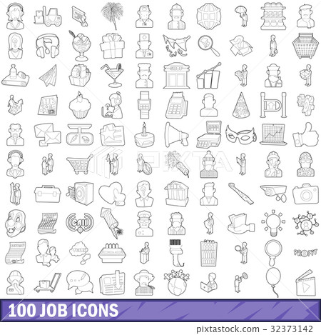 100 job icons set, outline style 100 job icons set, outline style 32373142