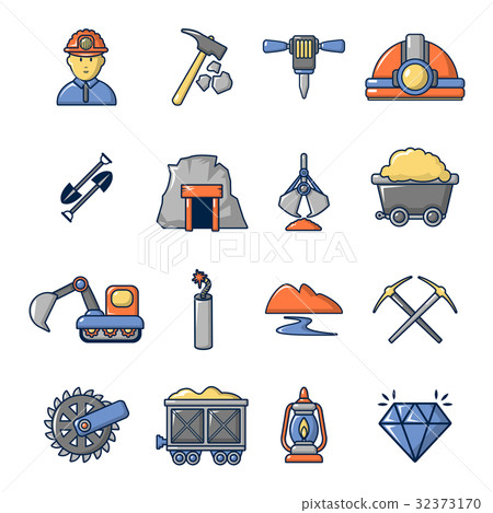 Mining minerals business icons set, cartoon style 32373170