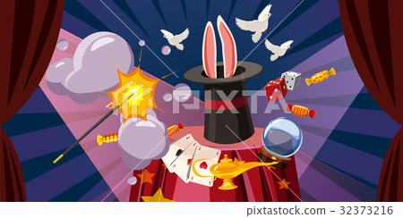 Magician explode banner horizontal, cartoon style 32373216