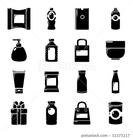 Packagiong store shop icons set, simple style Packagiong store shop icons set, simple style 32373217