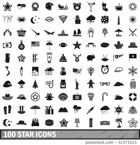100 star icons set, simple style 100 star icons set, simple style 32373223