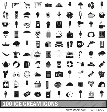 100 ice cream icons set, simple style 32373277