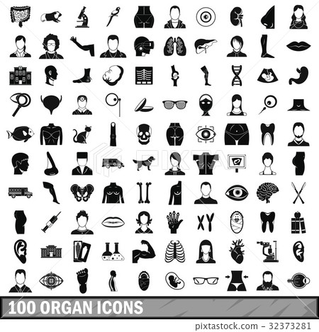 100 organ icons set, simple style 100 organ icons set, simple style 32373281