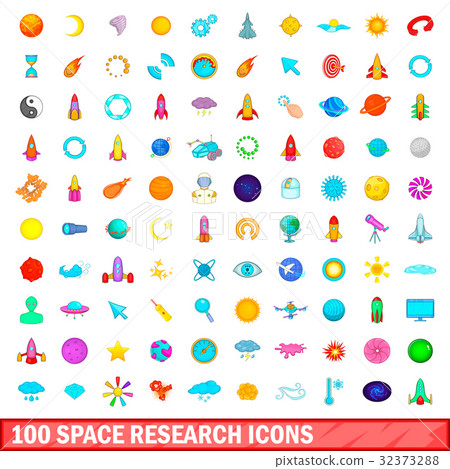100 space research icons set, cartoon style 100 space research icons set, cartoon style 32373288