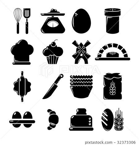 Bakery icons set, simple style Bakery icons set, simple style 32373306