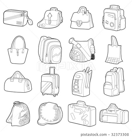 Bag types icons set, flat style Bag types icons set, flat style 32373308