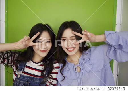 Young girl, sticker photo, game center Young girl, sticker photo, game center 32374245