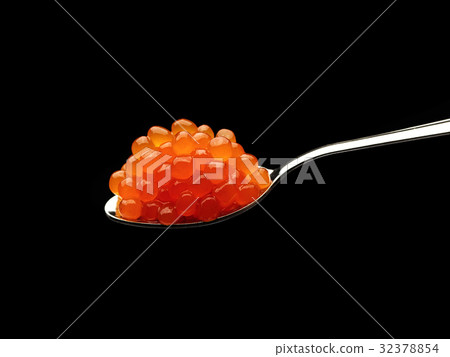 Red caviar on a spoon Red caviar on a spoon 32378854