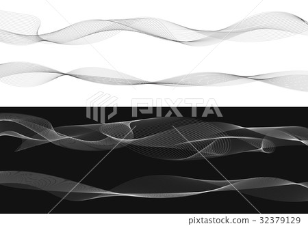 Set of black twist curved lines abstract wave 32379129