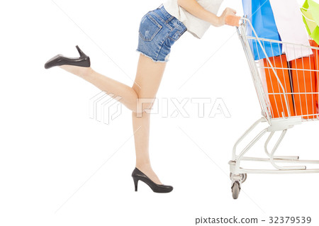 sexy body of woman pushing a shopping cart 32379539