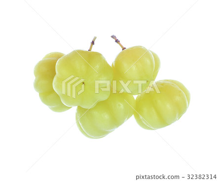 Star gooseberry and leaves isolate white 32382314