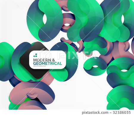 Abstract color geometric round shapes on white 32386035
