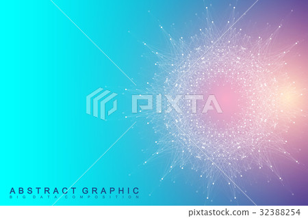 Fractal element with compounds lines and dots. Big Fractal element with compounds lines and dots. Big 32388254