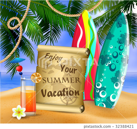 old paper on tropical background 32388421