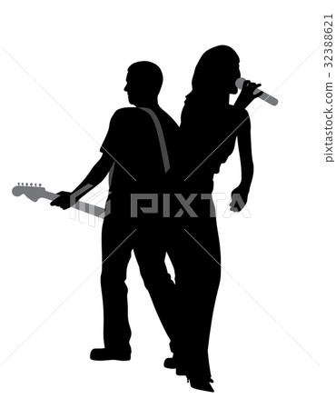 Woman singer and man guitar player Woman singer and man guitar player 32388621