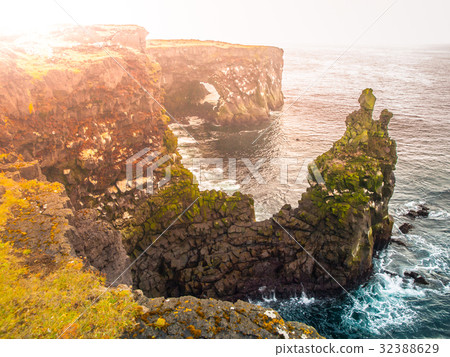 Londrangar, rock lava formation in the sea. Eroded 32388629
