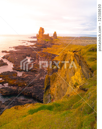 Londrangar, rock lava formation in the sea. Eroded 32388630