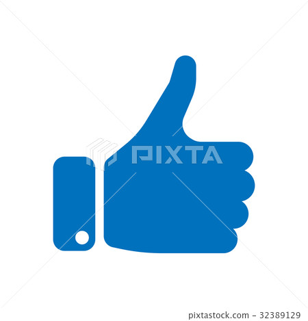 Blue hand silhouette with thumb up. Gesture of Blue hand silhouette with thumb up. Gesture of 32389129