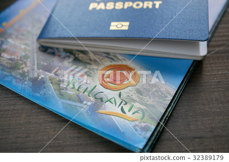 foreign passport and map of Bulgaria foreign passport and map of Bulgaria 32389179