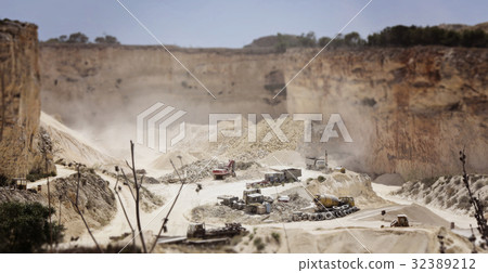 Panoramic view of the limestone quarry of Malta 32389212