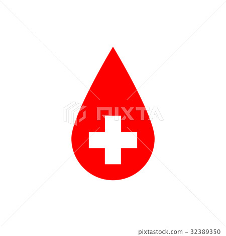 Drop of blood. Red vector illustration with white 32389350