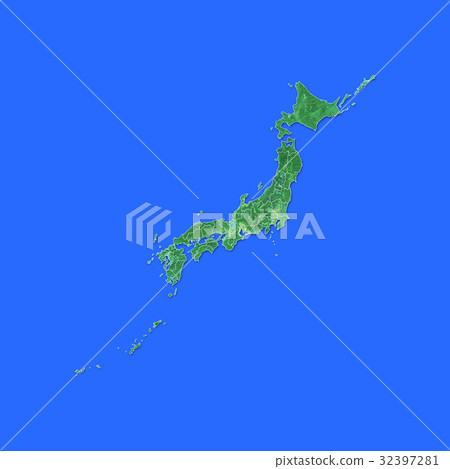 綠色日本地圖 32397281