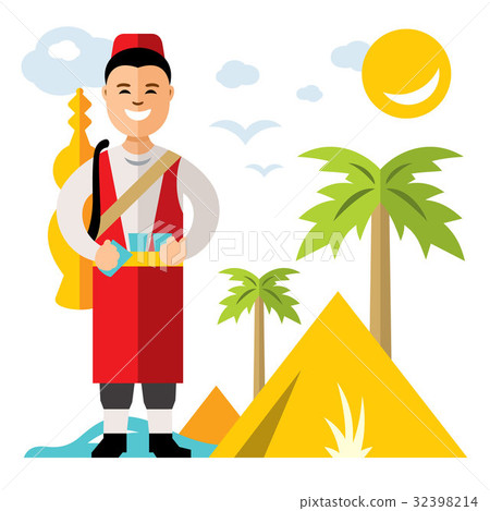 Vector Merchant of fresh water. Flat style 32398214