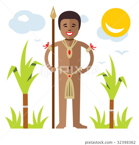 Vector African aborigine. Cartoon illustration. 32398362