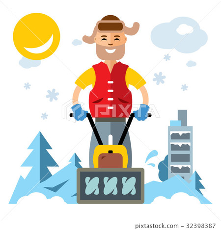 Vector Man with a Snow Blower. Vector Man with a Snow Blower. 32398387