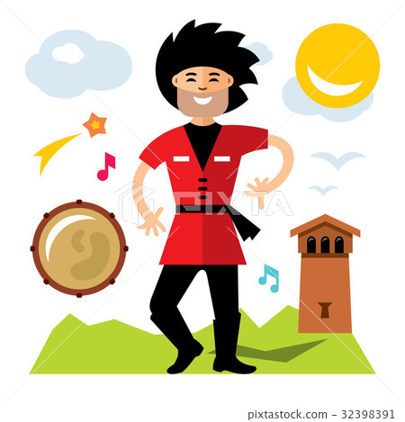 Vector Lezginka dancer. Cartoon illustration. Vector Lezginka dancer. Cartoon illustration. 32398391