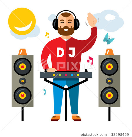 Vector DJ Flat style colorful Cartoon illustration 32398469