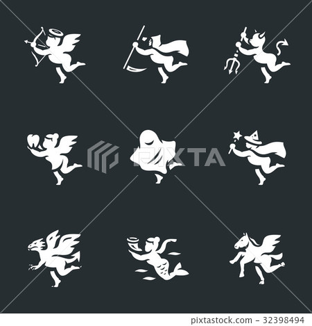 Vector Set of Fantasy characters Icons. Vector Set of Fantasy characters Icons. 32398494