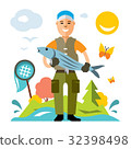 Vector Fishing. Fisherman with big fish 32398498