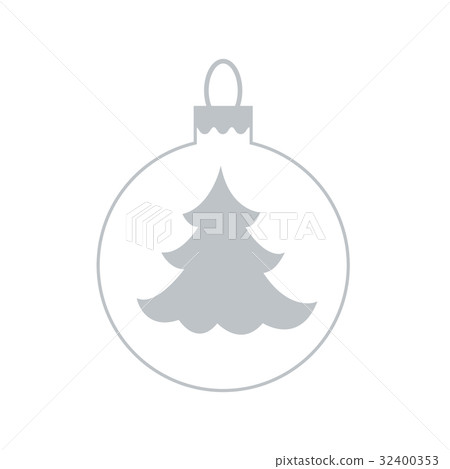 Christmas ball with silhouette of Christmas tree. 32400353