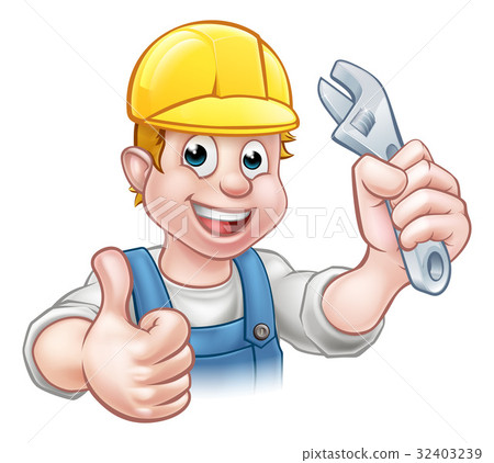 Cartoon Character Plumber or Mechanic - Stock Illustration [32403239] -  PIXTA