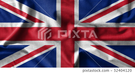 United Kingdom flag painting on wave cotton fabric 32404120