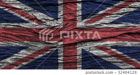 United Kingdom flag with old wooden background . 32404128
