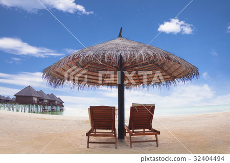 water villa with umbrella and beach chair maldive water villa with umbrella and beach chair maldive 32404494