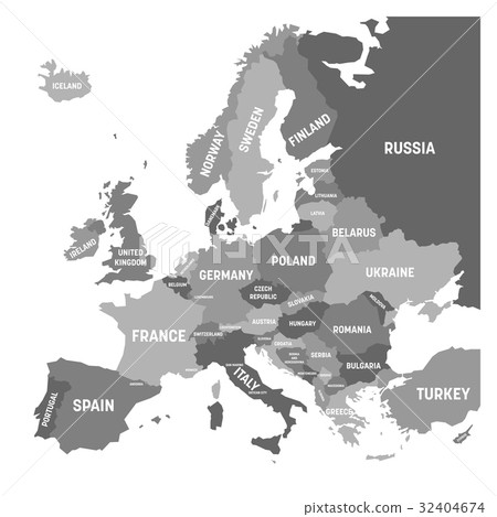 Political map of Europe continent in four shades 32404674
