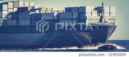 Grey container ship 32405094