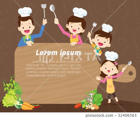 Cute family cooking background 32406563
